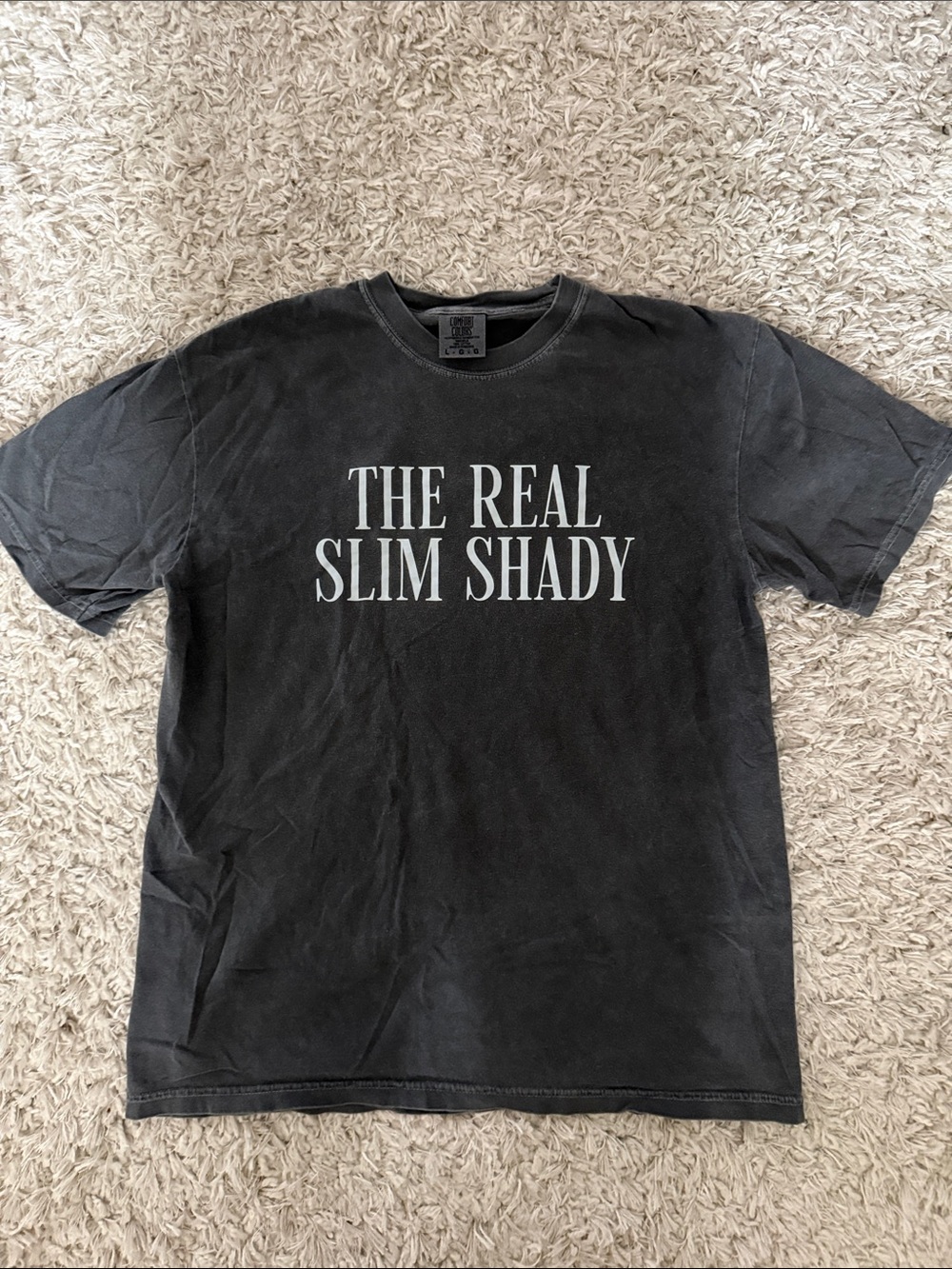 Comfort Colors Black Tee with White 'The Real Slim Shady' Print